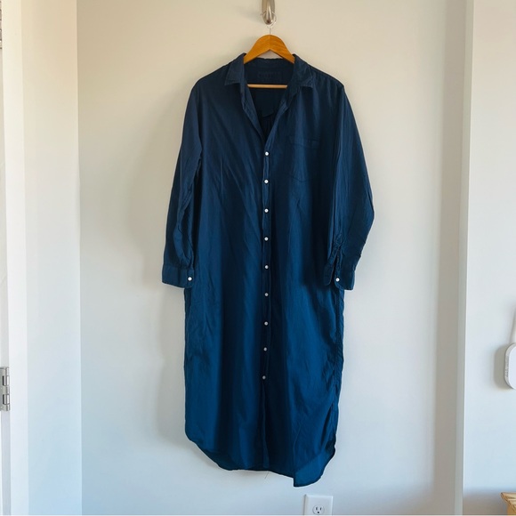 Frank & Eileen Rory Woven Long Dress in Navy Blue 100% Organic Cotton Size XL - Picture 2 of 10